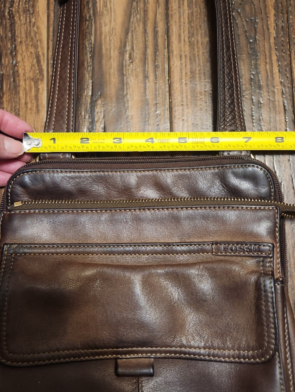 Vintage Fossil Dark Brown Leather Multi-Pocket Crossbody Organizer Bag NICE! - Picture 10 of 16